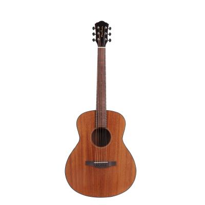 China Musical Player Acoustic Guitar Peach Core Handmade Top Mahogany Guitar For Vacation And Travel for sale