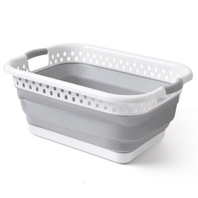 China Modern Collapsible Plastic Collapsible Basket Bathroom Storage Basket Laundry Cleaning Basket for sale