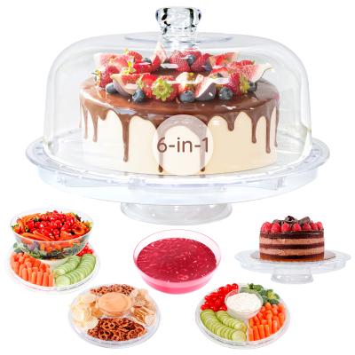 China Sustainable Multifunctional Cake Stand Tray Cake Serving Dish With Dome for sale