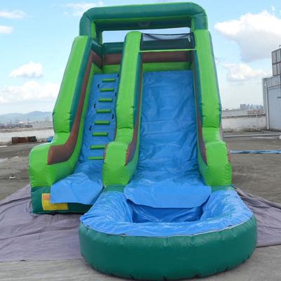 China Commercial PVC Jungle Theme Inflatable Water Slide With Pool for sale