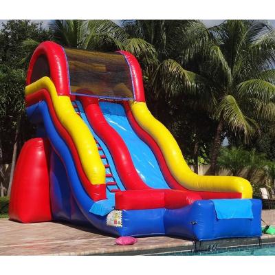 China Swimming Pool Side PVC Good Quality Curve Inflatable Water Slide for sale