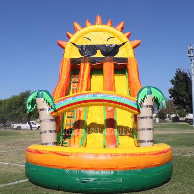 China PVC Cool Sun Giant Inflatable Water Slide With Double Lanes for sale