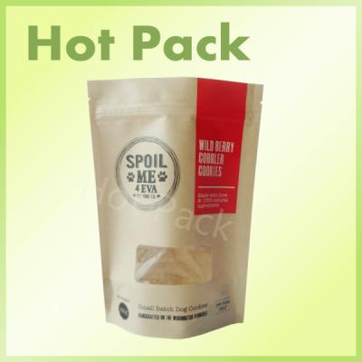 China Ziplock Stand Up Pet Food Packaging Pouch Bags Kraft Paper Custom Red Printed for sale