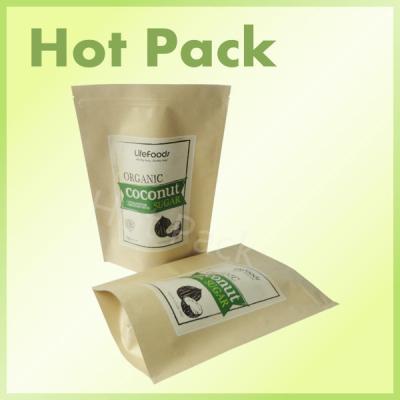 China Custom Printing Logo Kraft Paper Stand Up Pouch Packaging For Coconut / Sugar for sale