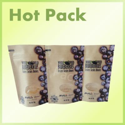 China Custom Kraft Food Packaging Blueberry Bag With Zipper And Small Window for sale