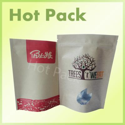 China Moisture Proof Resealable Kraft Stand Up Pouches With clear Window For Grain Cereal for sale