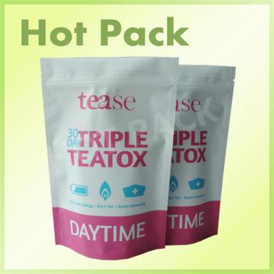 China Laminated Foil Plastic Tea Packaging Pouch  Bags With String And Tags Environment Friendly for sale