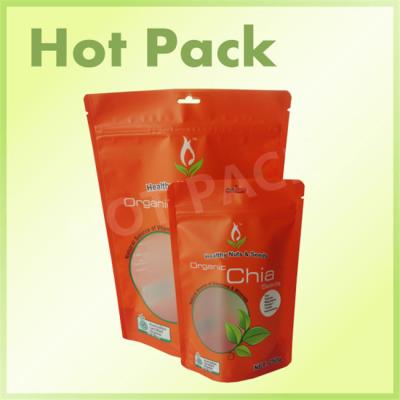 China Chia Seed Food Packaging Stand Up Zipper Pouch With Transparent Window for sale