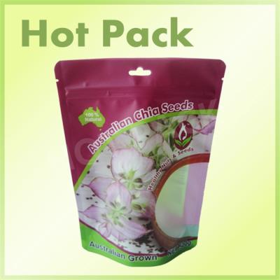 China Transparent Window Plastic Stand Up Resealable Pouch Bags With Handles for sale