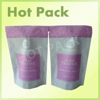 China 28 Days Teatox Custom Printed Stand Up Plastic Packaging Bags Waterproof High Transparency for sale