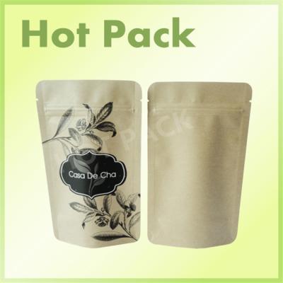 China Customized 16oz Natural Kraft Paper Stand Up Pouches Packaging With Window for sale