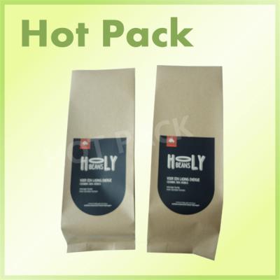 China Kraft Paper Side Gusseted Packaging Coffee Bags With One Way Degassing Valve for sale