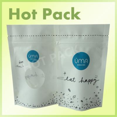 China Kraft Paper White Color Gravure Printed Stand Up Pouches For Snack Packaging for sale