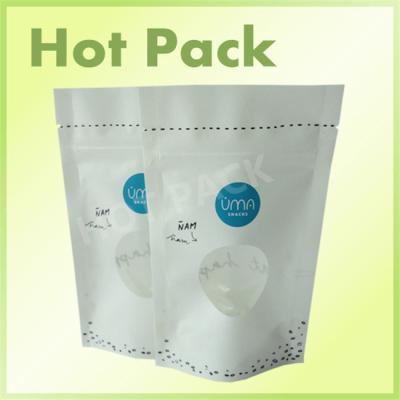 China Moisture Proof Kraft Stand Up Pouches For Snack Food Packaging White Printed for sale