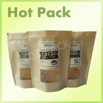 China Zipper Rice Paper Kraft Stand Up Pouches High Temperature Resistant Laminated for sale