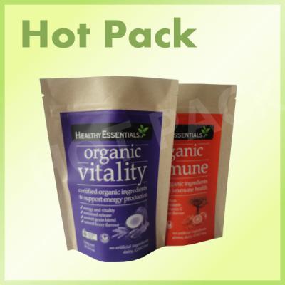 China Custom Printed Zipper Kraft Stand Up Pouches Organic Vitality Pack Eco Friendly for sale