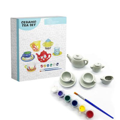 China Complete Tea Set Tea Set Hand Painting Tableware Ceramic Figures Drawing For DIY Kit Activities for sale