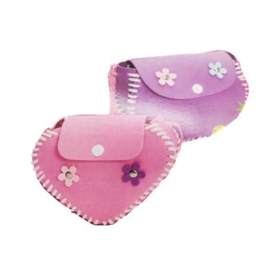 China Heart Shape Purse Easy To Learn DIY Handbag Toys Kids Eva Foam Sewing For Girls Purses for sale