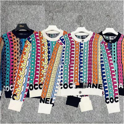 China 2022 New Arrival Amazon Success Rainbow Crewneck Anti-pilling Sweater Knitted Cardigan Designer Clothes Famous Brands Women's Sweaters for sale