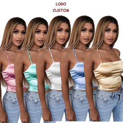 China Wholesale 2021 New OEM QUICK DRY Fashion Women Satin Milk Silk Smooth Spaghetti Straps Suspender Vest Camis Crop Thin Tank Top for sale