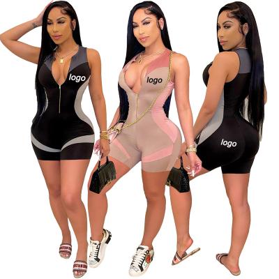 China 2022 New Arrivals Anti-wrinkle Pop Girls Tracksuit Bodycon Biker Shorts Sets Summer Zipper Ladies One-Piece Set Women Overalls for sale