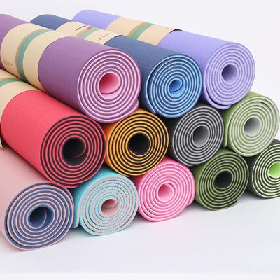 China Double Layer 6mm Double Layer 6mm Sports Fitness Eco-Friendly Hot Custom Gym Yoga Mats Anti Slip Yoga Mat Natural Printing Pilate Yoga Tape Mat for sale