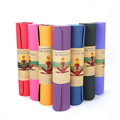 China Wholesale Custom Anti-Slip Durable Washable Waterproof Printed Tape Yoga Mat Anti Slip Personalized Double Layer Tape Material Yoga Mat for sale