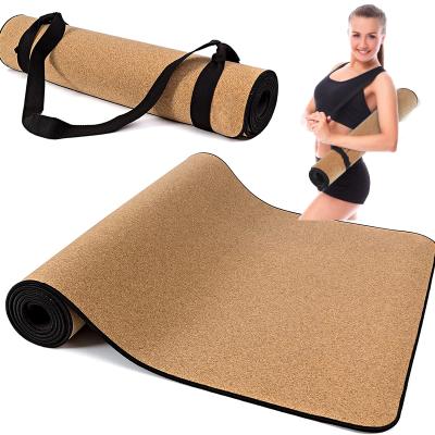 China Eco-Friendly Yoga Mat Custom Printed Logo Cork Strip Yoga Mat Custom Printed Logo Cork Strip Yoga Pilate Strip Hot Yoga Mat for sale