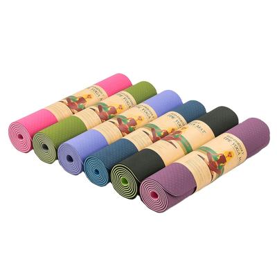 China Double Layer 6mm Hot Yoga Pilates Sports Gym Natural Rubber Band Fitness Yoga Mat Anti Slip Custom Print Eco Friendly Yoga Mats for sale