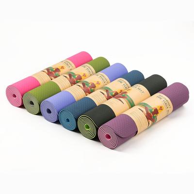 China Eco-friendly Waterproof Recycle Mat Custom Printed Yoga Mat Colorful Strip 8mm Yoga Tape Material Non-slip Fitness Yoga Mat for sale