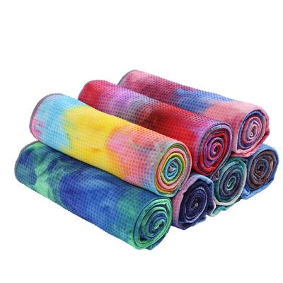 China yoga mat; Custom Logo Eco Friendly Sweat-absorbent Anti Slip Tie Dye Printed Recycled Microfiber Yoga Mat Towels for sale