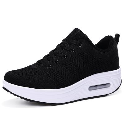 China CUSHIONING RUIDENG Latest Knit Upper Thick PU Air Cushion Winter Unique Boots Women Shoes Casual Women's Shoes Walking Style Shoes for sale