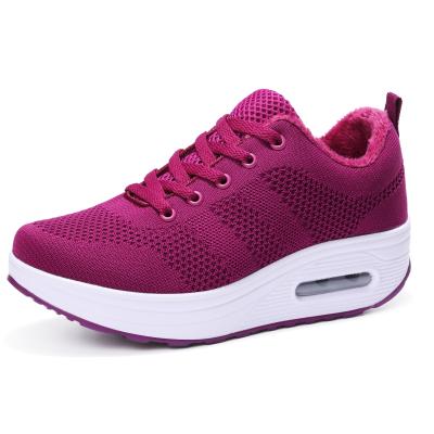 China CUSHIONING RUIDENG free shipping some countries knit air cushion girl PU style outdoor walking shoes sole thick upper shoes winter shoes for sale