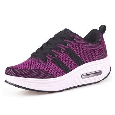 China Free Shipping Fashion Trend RUIDENG Knit Air Cushion Upper Sole Thick Women's PU Casual Shoes Sports Sports Athletic Shoes Fitness Walking Shoes for sale