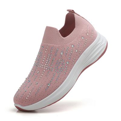 China Fashion trend RUIDENG bulk sale slip knit top unique rubber women's casual flat shoes casual walking shoe style walking shoes for sale