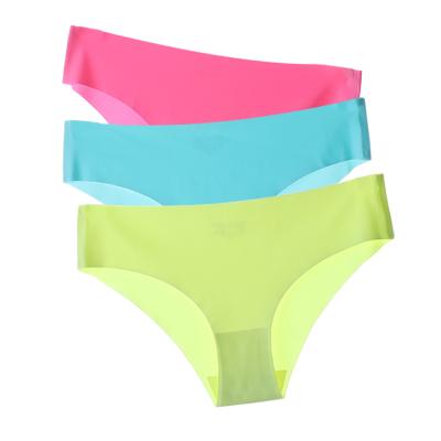 China Woman seamless laser cut thongs ice silk seamless panties low rise slipy laser cut dalam briefs seamless panties tracelss seluar underwear for sale