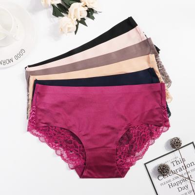 China Women's underwear women's lace panties ladies ice satin underwear antibacterial sexy silk briefs women's seamless panties for sale