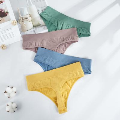 China Cotton Antibacterial Women's Underwear Sexy Panties Thong Thong Solid Color Panties Female Lingerie for sale