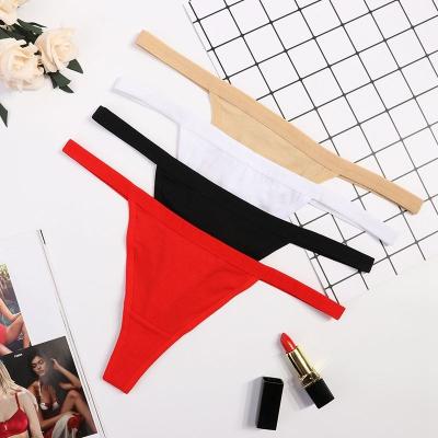 China Dropshipping Women's Sexy T-back Underwear 100% Cotton Thongs Breathable Panties Daily for sale