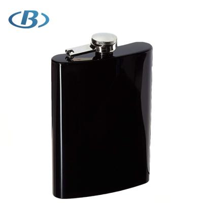 China Metal Black Mirror Coated 8Oz Hip Flask With Stainless Steel Color Lid for sale