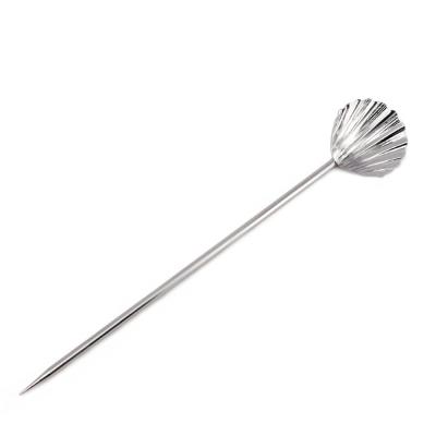 China Sustainable 304 Stainless Steel Fruit Picks Premium Scallop Shaped Cocktail Picks Shell Shape for sale