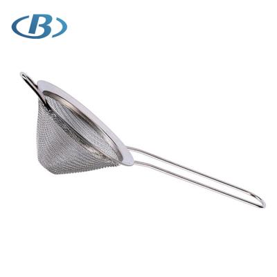 China Sustainable Stainless Steel Well Tapered Mesh Strainer With Handle / Bar Mesh Strainer for sale