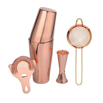 China Sustainable Copper Plated 4 Piece Tool Kit Stainless Steel Bar Bartender Needed for sale