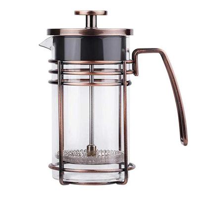 China Rose Gold Durable Heat Resistant Viable Press Glass French Coffee Maker for sale