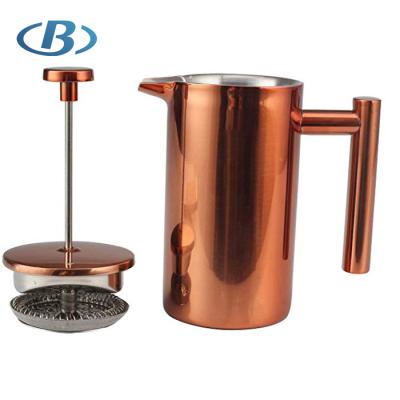 China Durable 1000ML Color Stainless Steel Large Copper Heavy Duty French Coffee Maker for sale