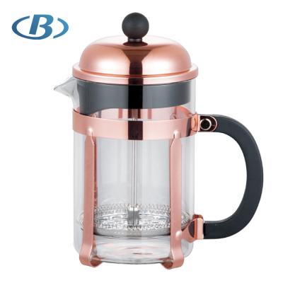 China Sustainable Customized Rose Gold Stainless Steel French Press for sale