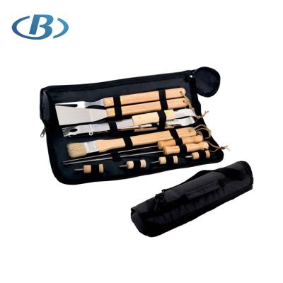 China Cheap factory price easily cleaned LFGB approved stainless steel barbecue kit with nylon bags for sale