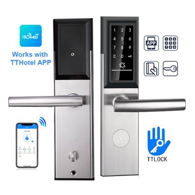 China Home office hotel apartment high security rfid card hotel door lock, electronic digital smart key card hotel lock system with TThotel wifi APP software for sale