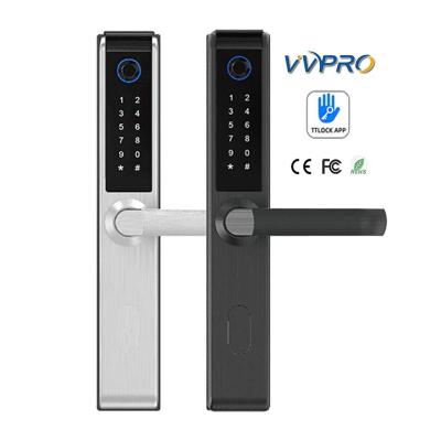 China TTLOCK Fingerprint Door Lock Waterproof Biometric Mobile Smart Slot RFID Card Code View Electronic Aluminum Smart Door Lock VV90 for sale