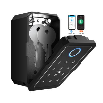 China Wall Mount Smart Lock Box Digital Combination Key Card WiFi Outdoor Key Safe Fingerprint App Zinc Alloy Lock Key Box for sale